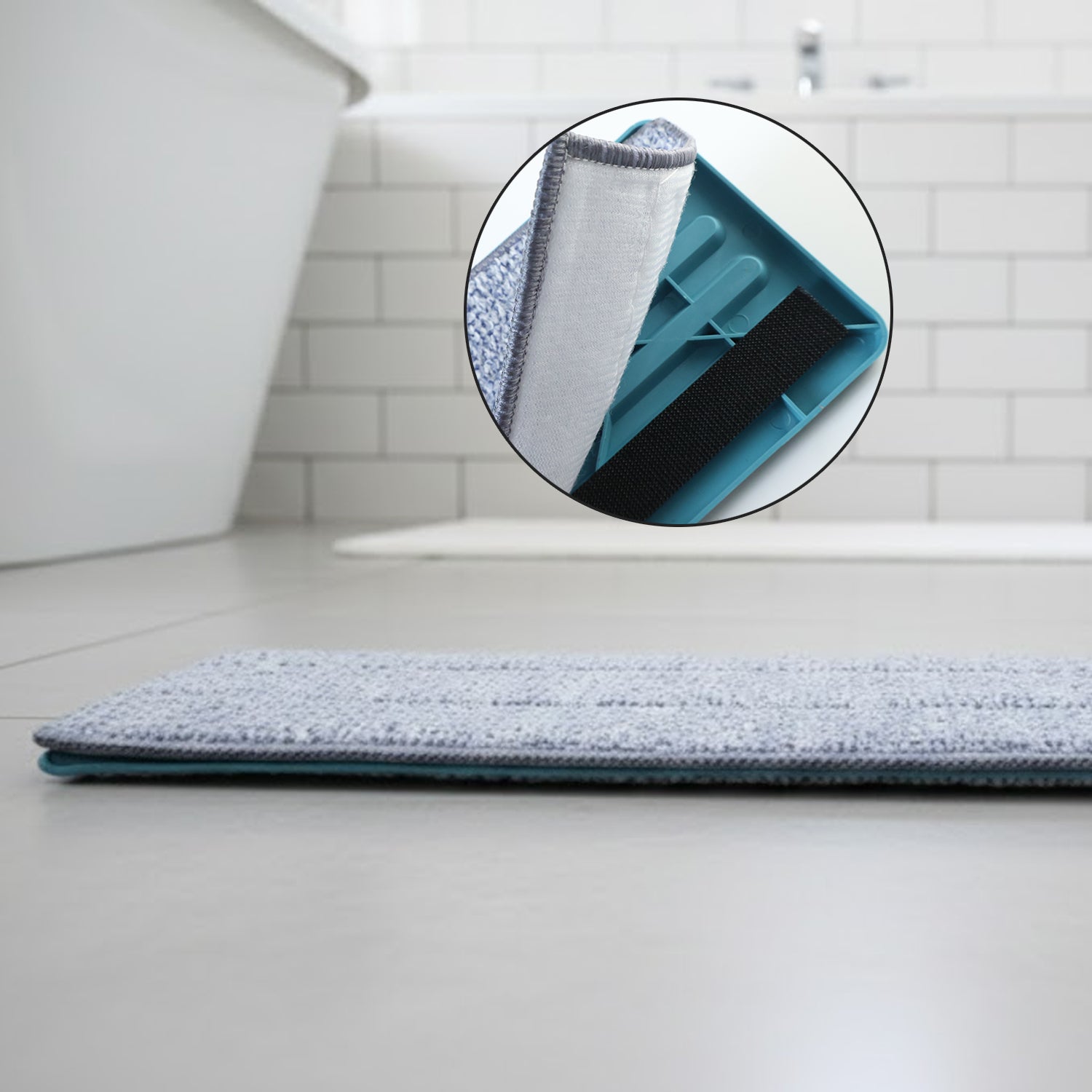 Flat floor mop used for cleaning kitchen floor showing easy maneuverability