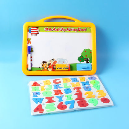 Side view of the sturdy double-sided kids writing board designed for versatile learning