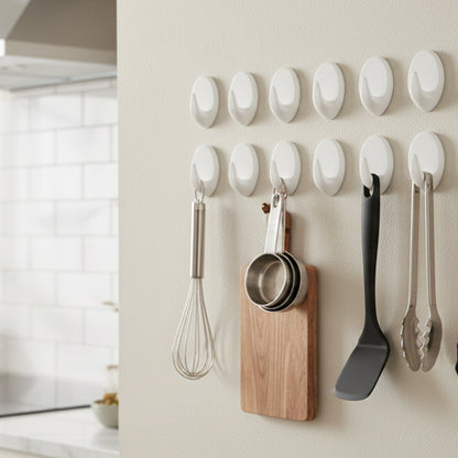 Mount adhesive hooks with peel-and-stick backing on smooth surface