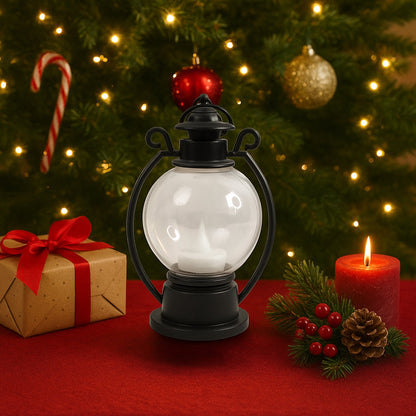 LED storm lantern decorative light showcasing vintage design and flickering flame