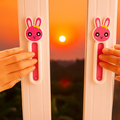 Bunny shaped self stick push pull helper handle attached to drawer front