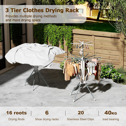 Foldable clothes drying rack folded flat for space-saving storage