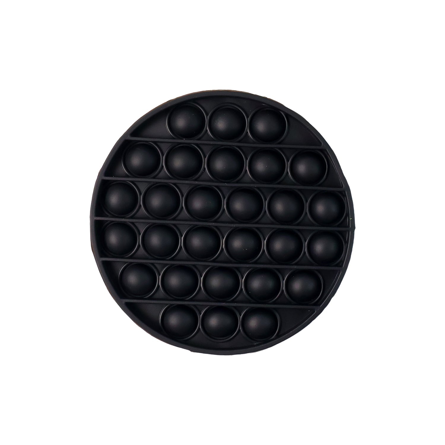 Side view of round silicone Pop It fidget toy for sensory fun