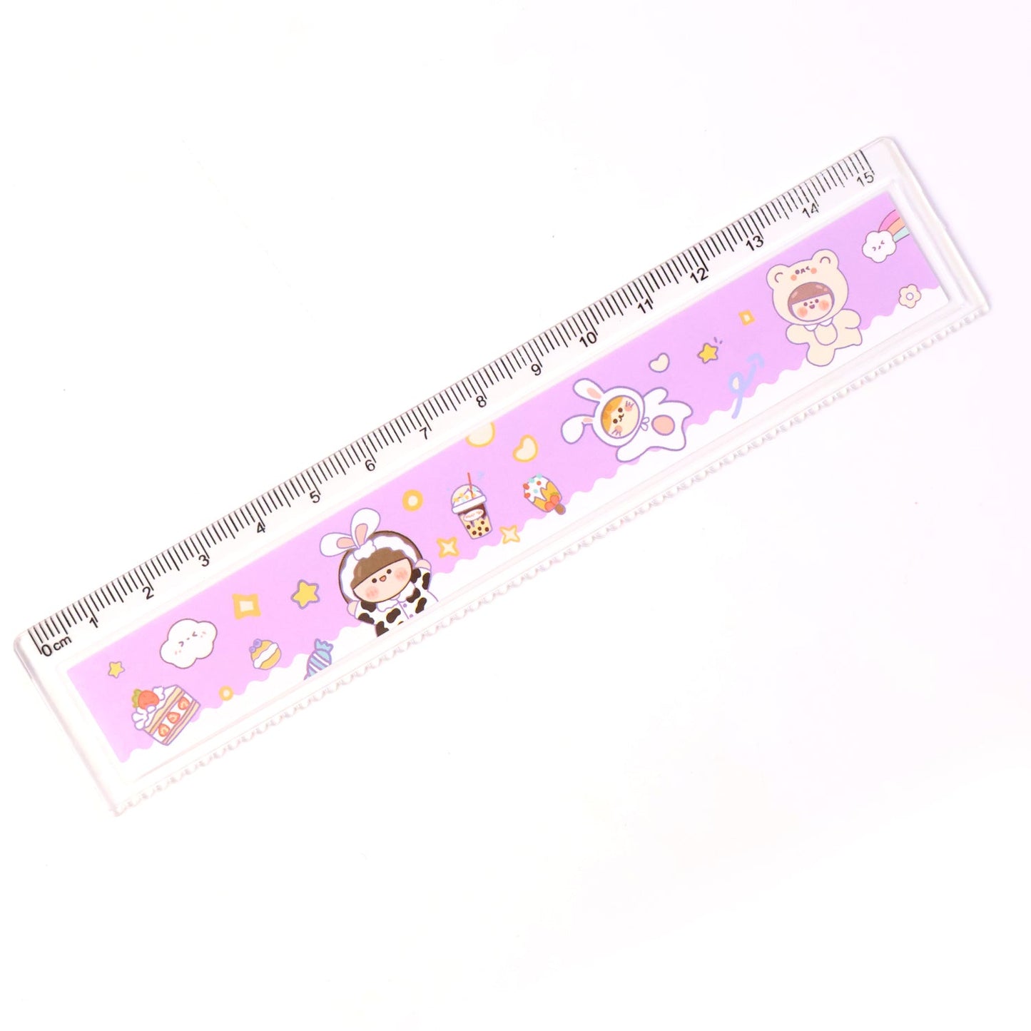 Colorful cartoon printed plastic ruler designed for kids’ stationery