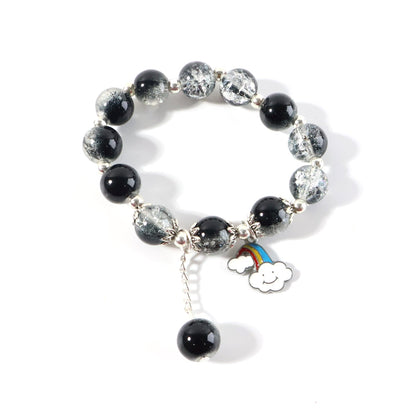 Fashion bracelet with playful cloud and rainbow charm for daily wear