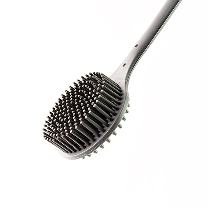 Deep clean silicone shower brush with quick dry hanging design