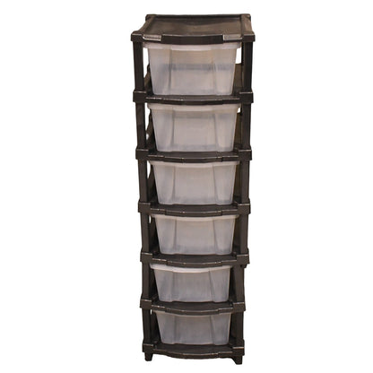 Clean layer modular organizer featuring transparent plastic drawers