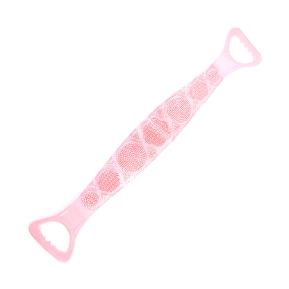 Body exfoliating silicone bath scrubber with easy-grip handles