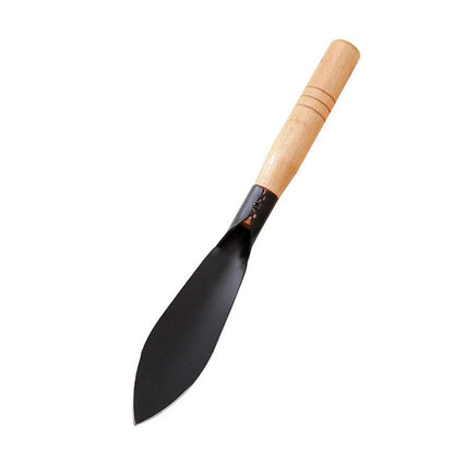 Weeder tool for garden maintenance featuring sharp metal blade