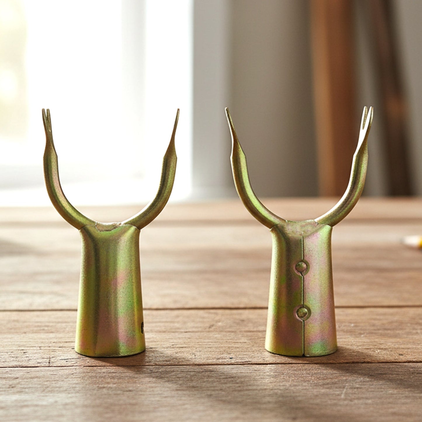 Curved fork fruit plucking tool heads for efficient and safe fruit collection