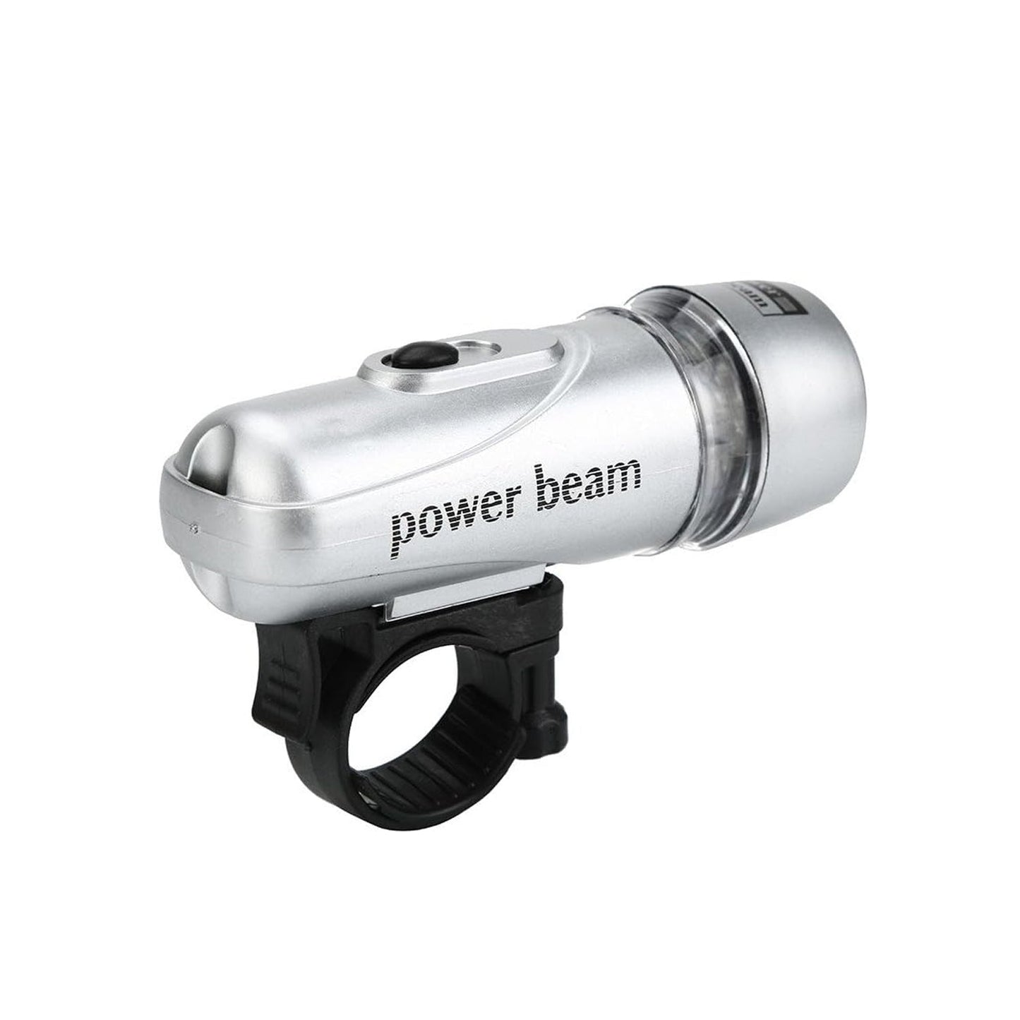 LED bicycle headlight glowing brightly, ensuring visibility on a dark path.