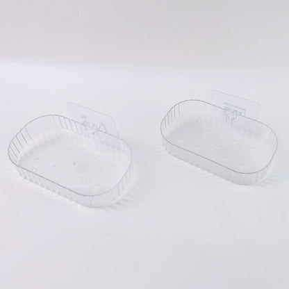 Sleek transparent soap tray with easy wall mount feature and drainage