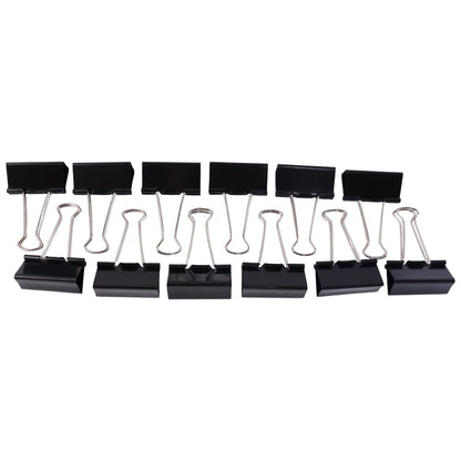 Multiple black binder clips for organizing files