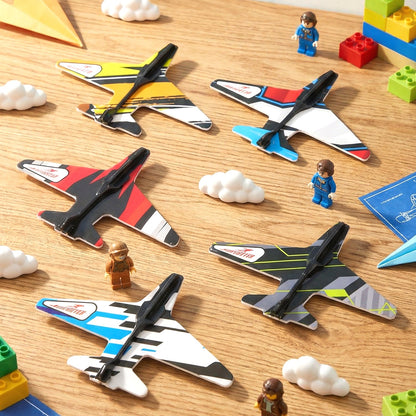 Foam plane flying outdoors with Air Battle Plane Launcher set