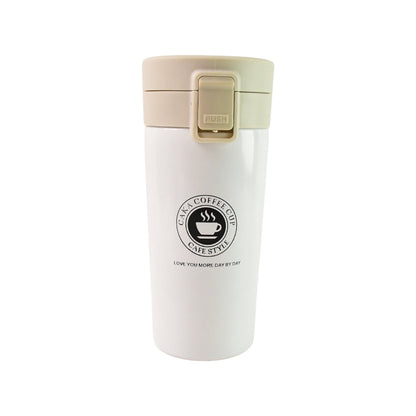 Stainless steel coffee bottle with spill-proof flip lock lid and matte finish