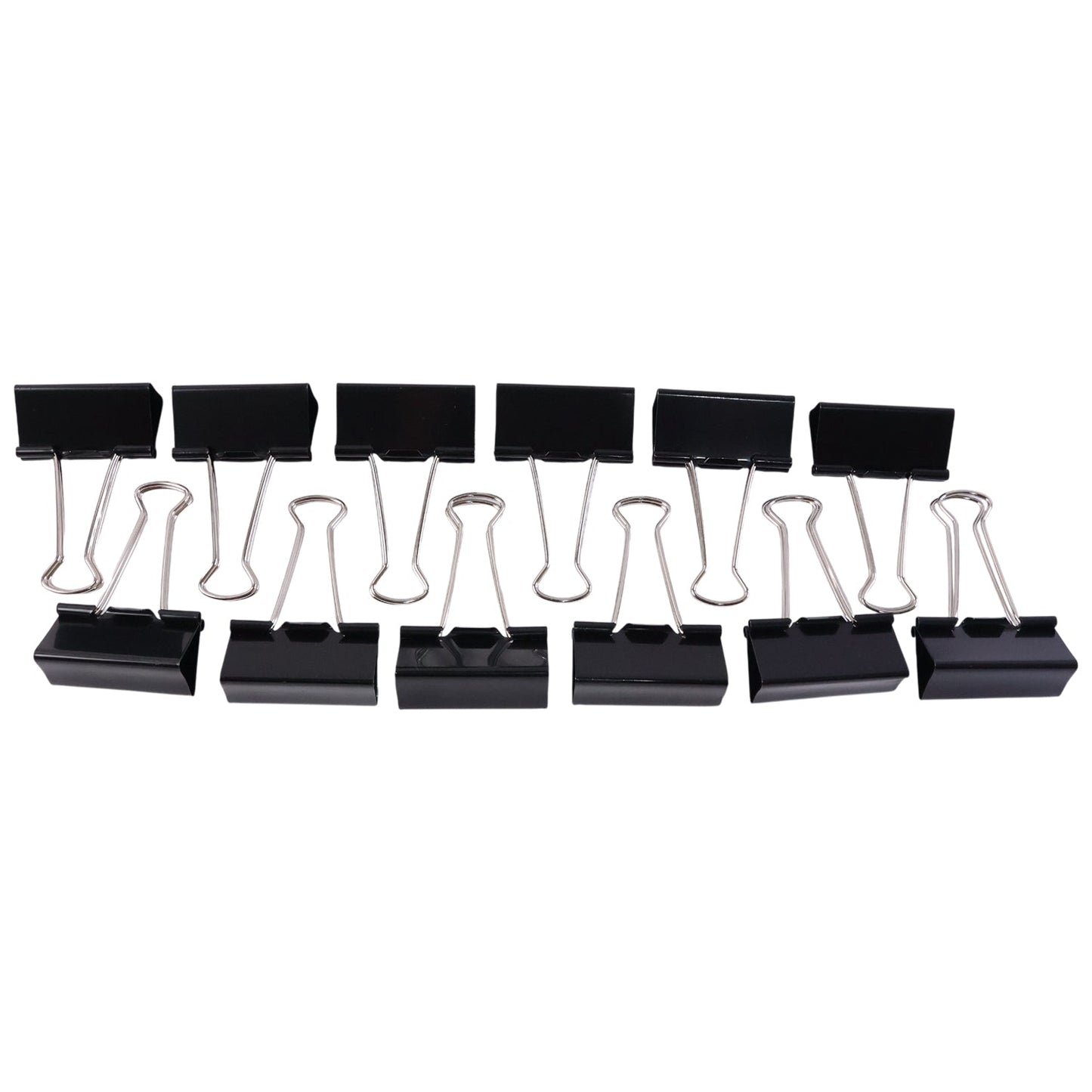 12 piece set of large 51 mm black binder clips for office use
