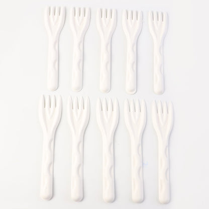 Compostable bagasse forks for picnic and party use, eco-friendly alternative