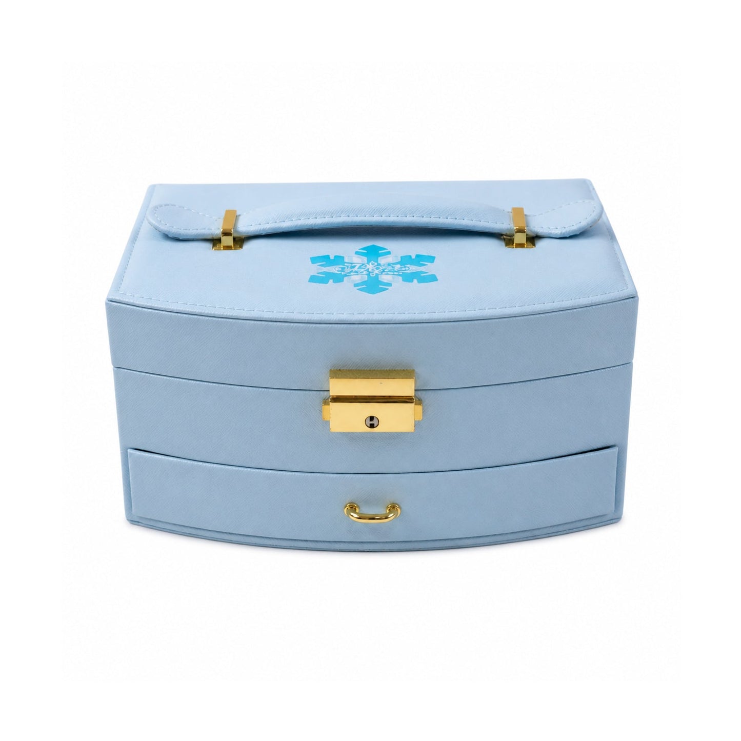 Full view of multi-layer jewelry box with mirror in India