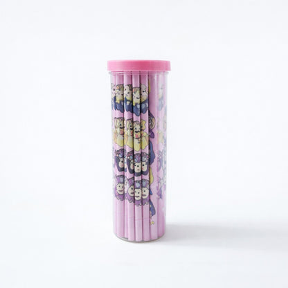 Graphite core wooden pencils with vibrant cartoon prints for kids