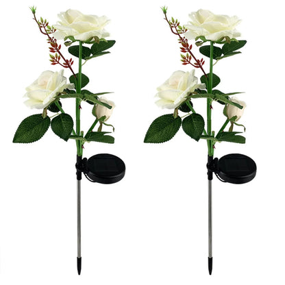 Energy efficient LED solar flower lights for outdoor garden