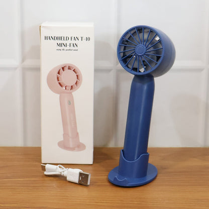 Comparison shot of  rechargeable mini handheld fan size and design