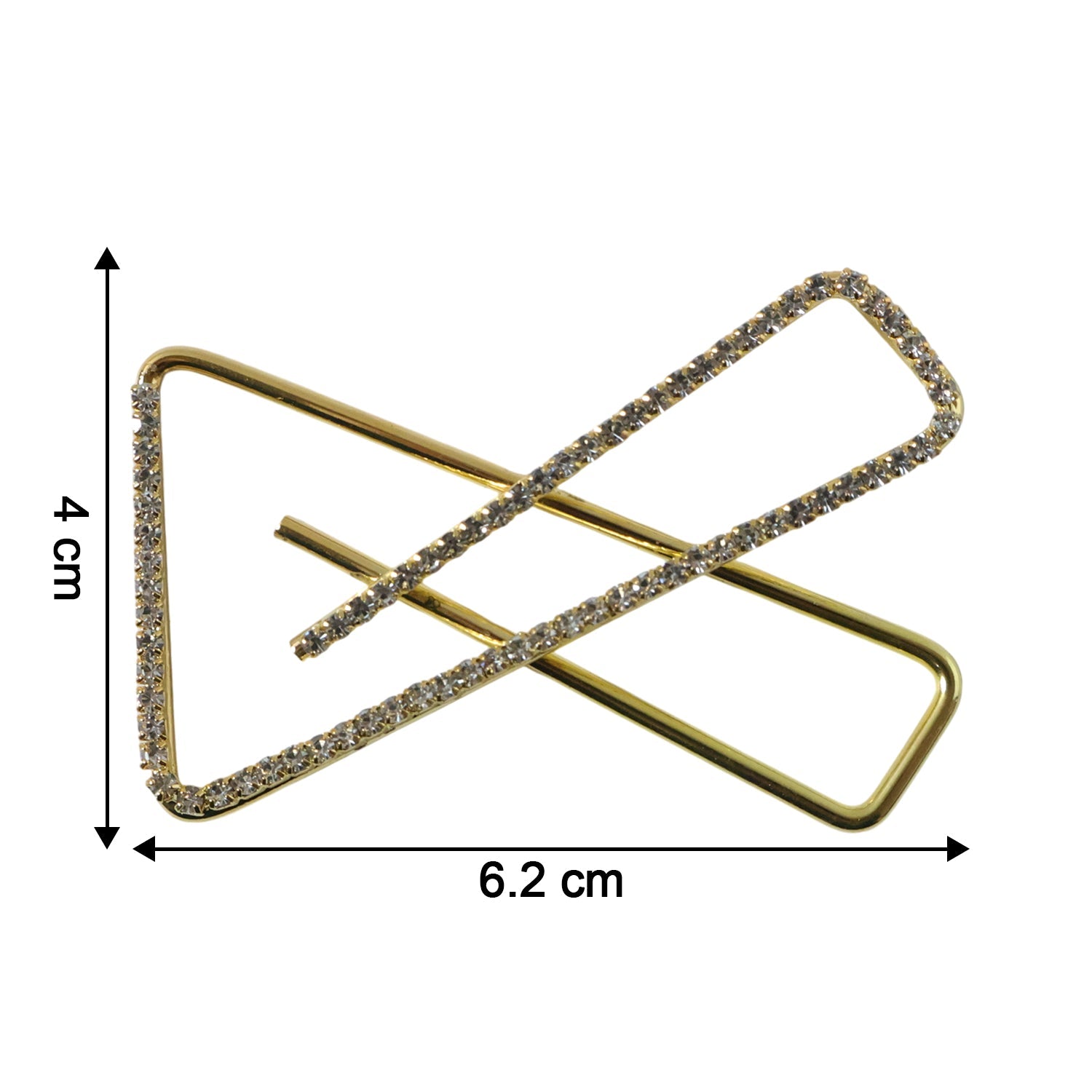 Close-up of golden crystal triangle brooch for scarf styling