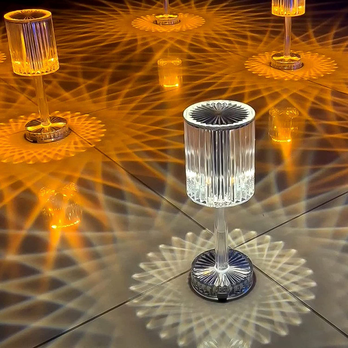 Compact USB charging crystal lamp ideal for a cozy bedside or desk setup.