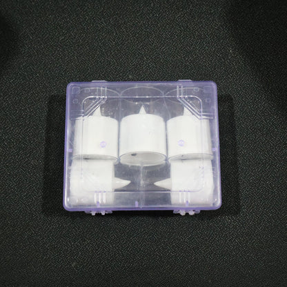 Battery-operated flameless votive candle lit softly for mood lighting