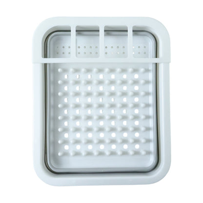 Plastic dish rack organizing plates and utensils