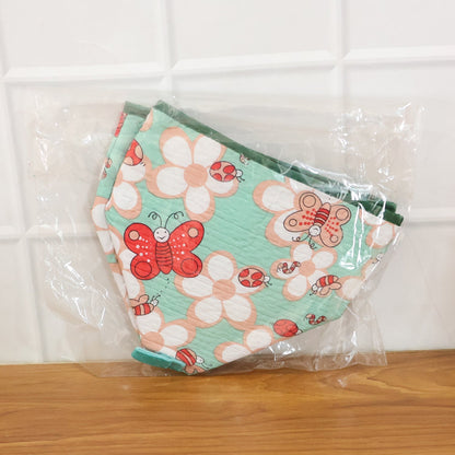 Compact collapsible food cover with decorative butterfly print