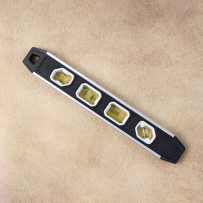 Spirit level tool with hanging hole for easy storage in workshop or toolbox