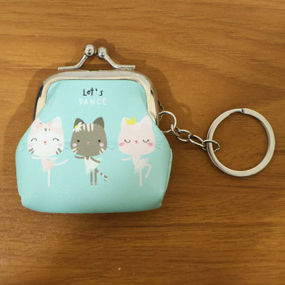 Durable coin holder keychain with cute cartoon cat design