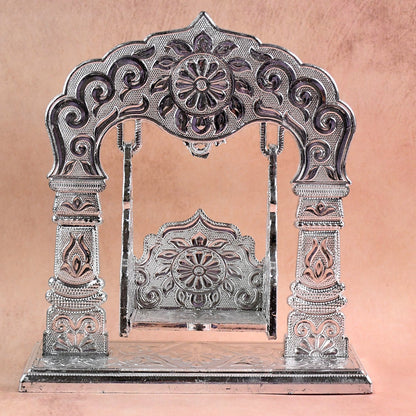 Traditional silver-metal decorative Jhula swing for Laddu Gopal icon