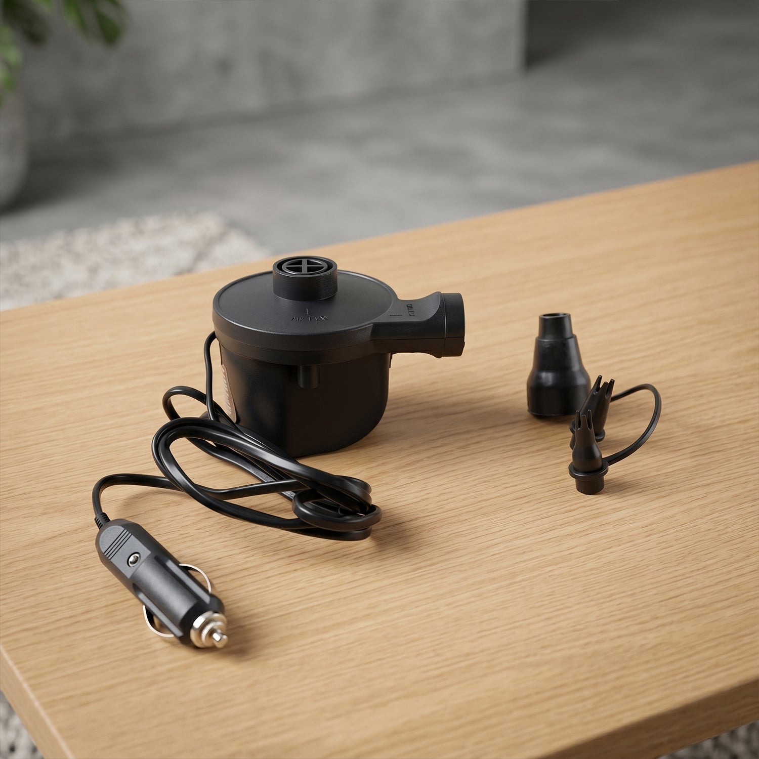 Electric pump with nozzle attachments for inflating car mattress