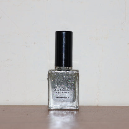 Bottle of Silver Moonlight Starlet Glitter Nail Paint with rich silver sparkle