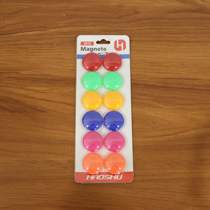 Colorful refrigerator magnets set used on whiteboard and fridge