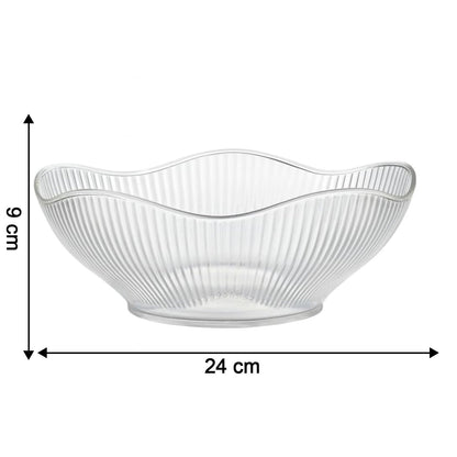 Empty plastic fruit storage basket with ripple design