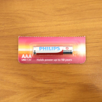 AAA ultra alkaline battery front and side view for electronic use