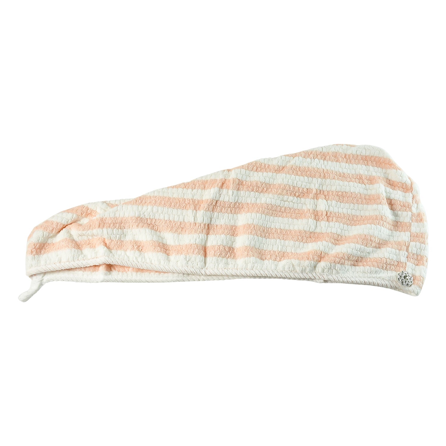 Lightweight microfiber hair drying towel wrap laid out flat