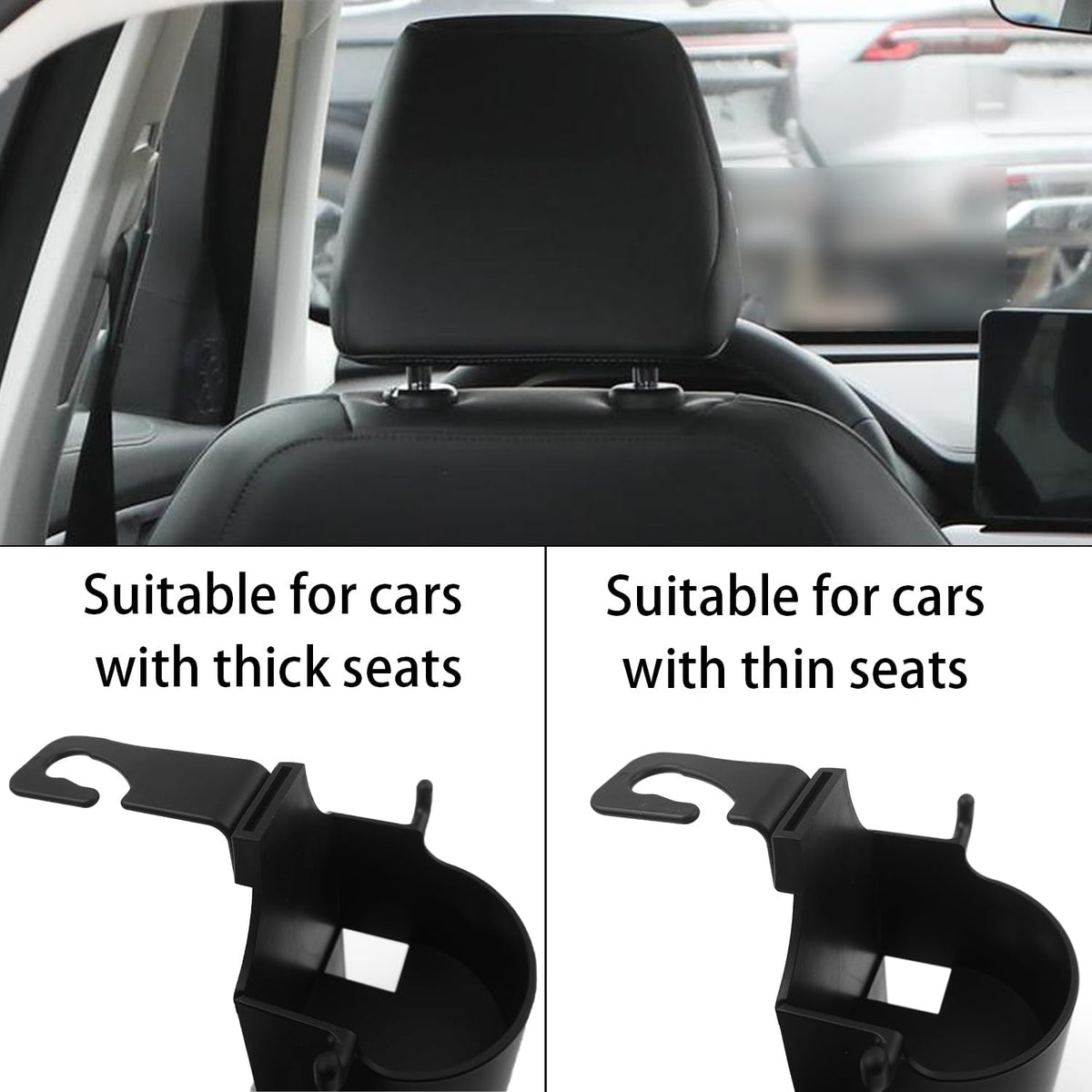 3-in-1 car organizer cupholder and phone holder with adjustable hooks