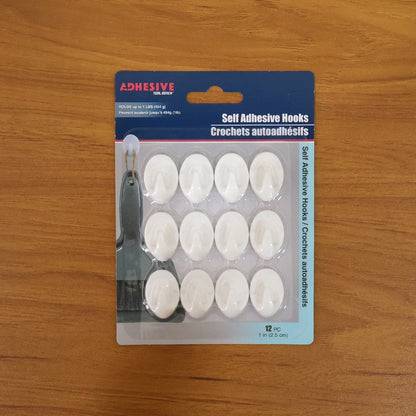 Multipurpose sticky wall hooks grouped in a pack of 12 pieces