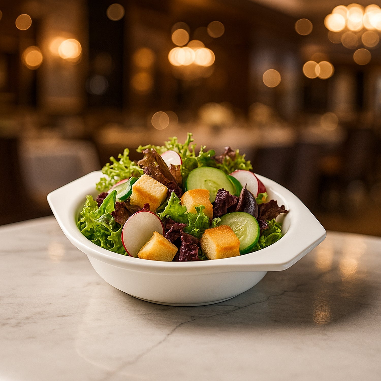 Stackable plastic serving bowls with smooth, non-porous surface