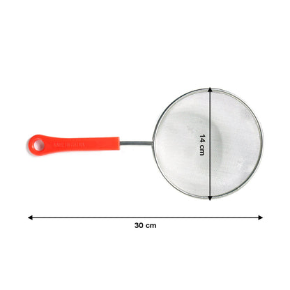 Durable metal fine mesh kitchen strainer with ergonomic handle