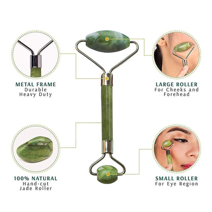 Relaxing neck and jawline massage with double head face roller