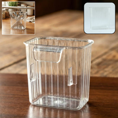 Transparent Mini Rack-Mount Storage Box with hanging hook for kitchen use