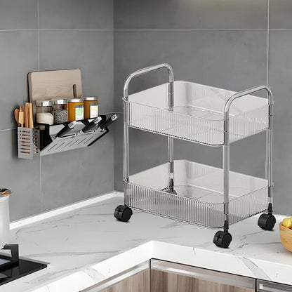 Multipurpose movable storage trolley with wheels for kitchen and utility room