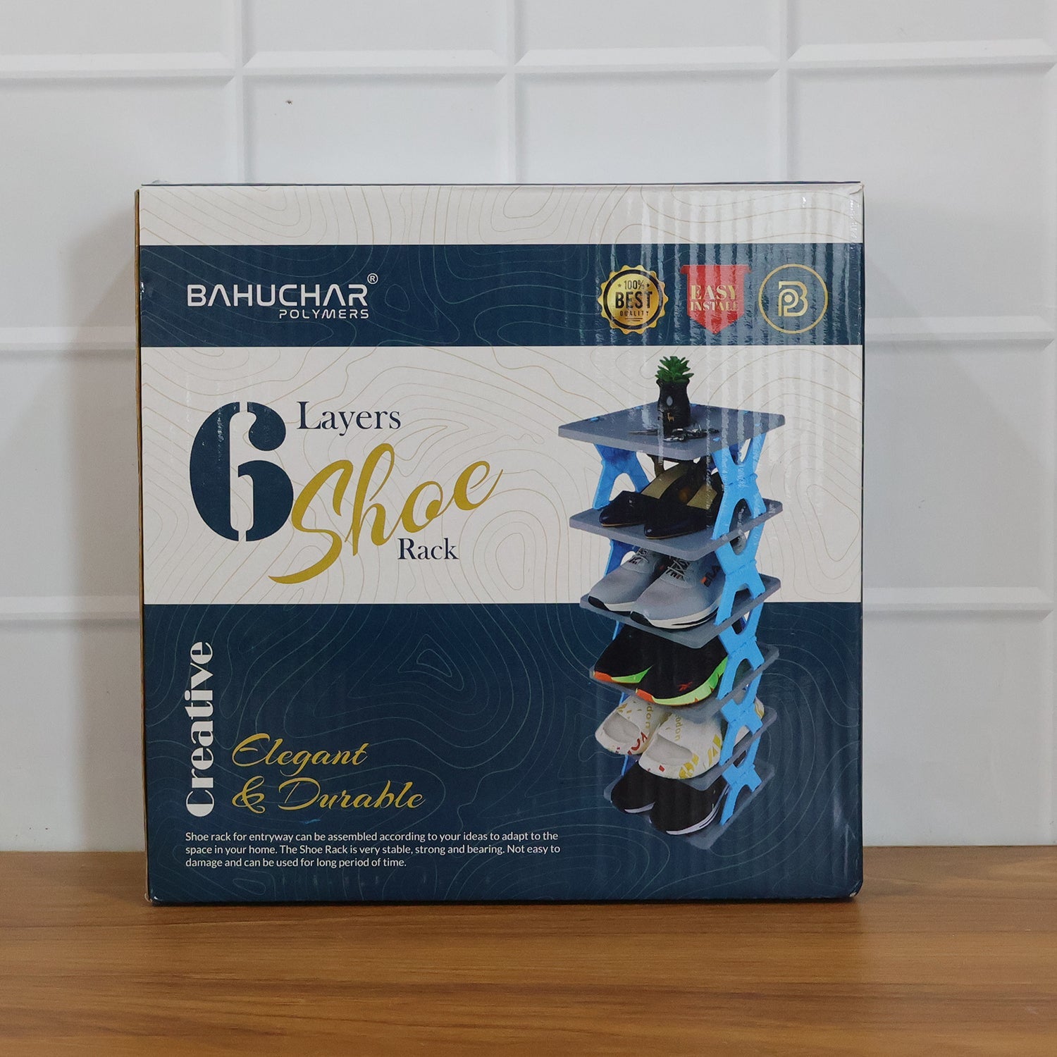 Feature close-up of durable rectangle multi-tier shoe organizer