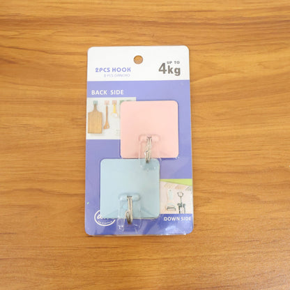Square-base adhesive wall hook design for hanging essentials