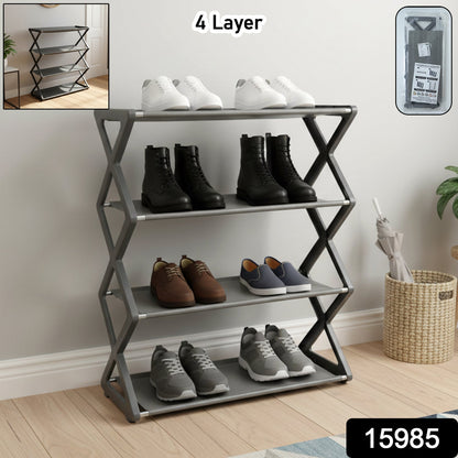 Compact shoe rack with adjustable shelves