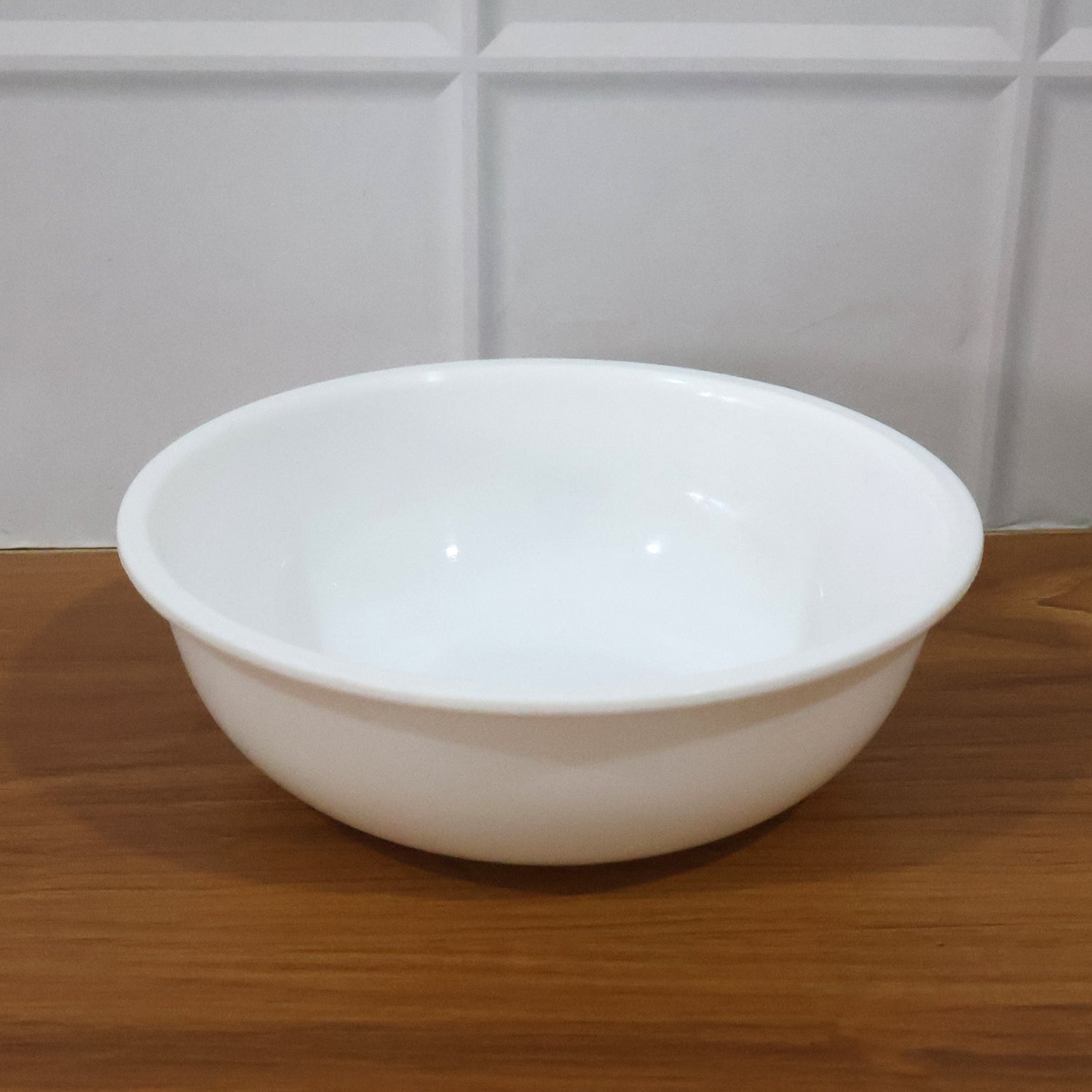 Multi-purpose deep round plastic serving bowl in white for kitchen use